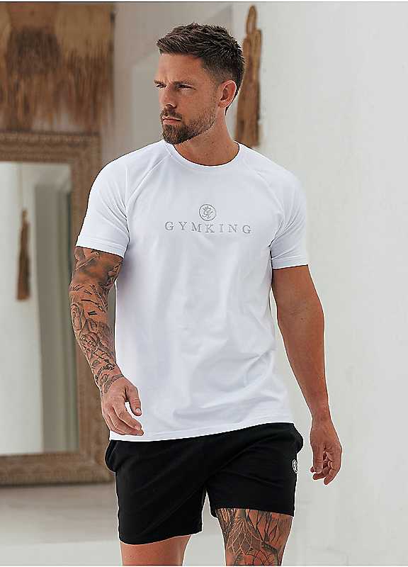 Gym King Men's White Pro Logo Muscle Fit Gym T-Shirt | Size: 2XL - Image 3