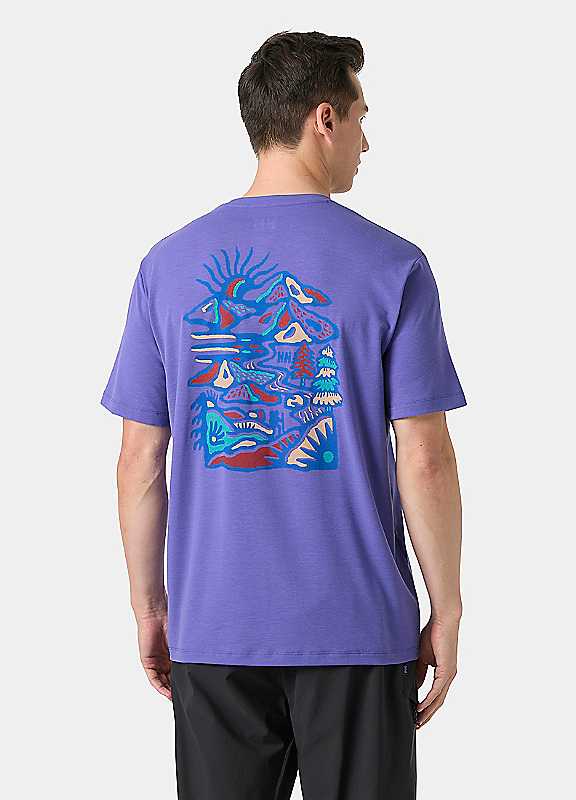Helly Hansen Men's Blue/Purple Skog Graphic T-Shirt - S - Image 3