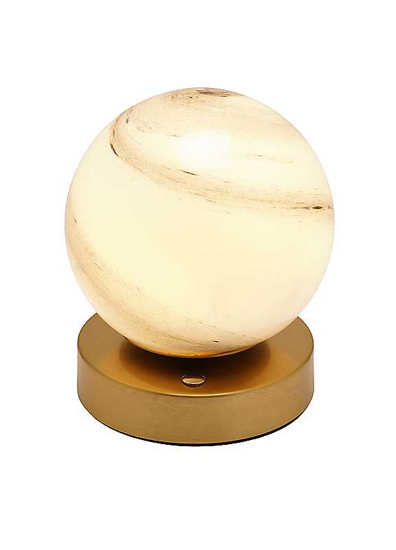Hestia Unisex Gold Marbled Glass Bronze Ball Usb Led Touch Table Lamp In - Image 5