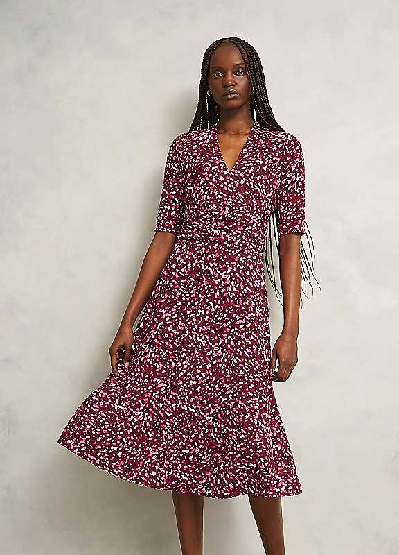 Hobbs Red Multi Jaci Jersey Dress