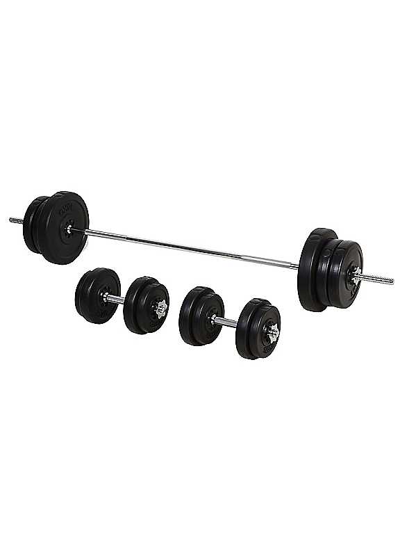 Homcom Black Dumbbell Barbell Set With 65Kg Adjustable Weights