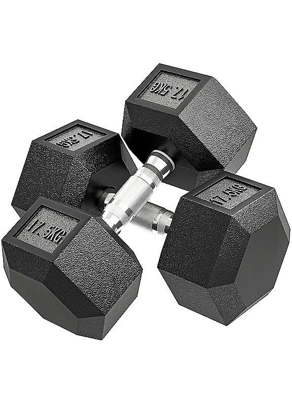 Homcom Black 35Kg Rubber Hex Dumbbell Portable Hand Weights Dumbbell Home Gym - Image 2