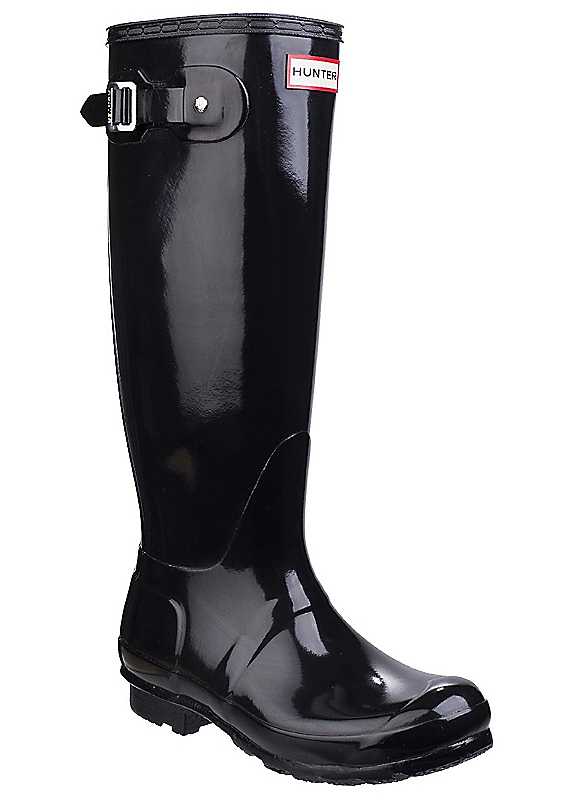 Hunter Black Original Tall Gloss Wellington Boots Size 7