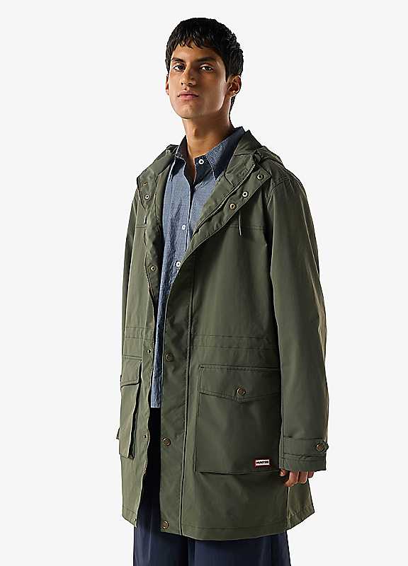 Hunter Men's Green Lightweight Waterproof Rain Parkas - Size Regular/36 - Image 4