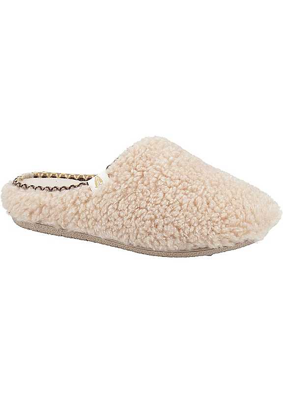 Hush Puppies Women's Beige Good Slipper Teddy Mule Slippers Colour: : Size 6 - Image 3