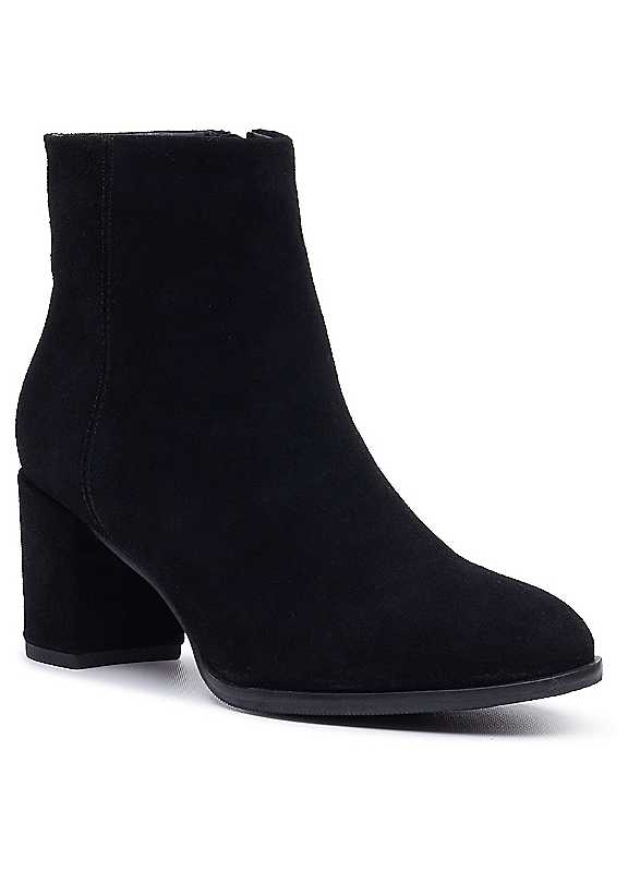 Hush Puppies (, ) Claridy Suede Leather Women's Black Heeled Ankle Boots - Image 6