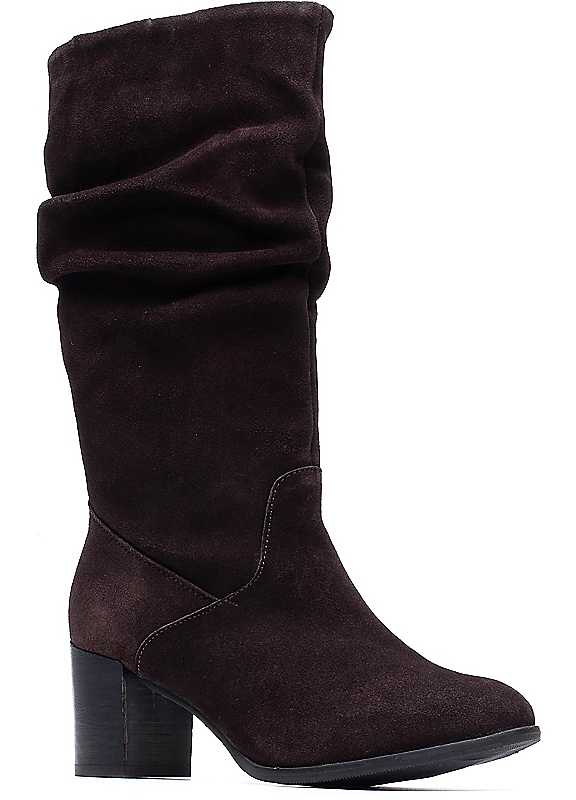 Hush Puppies Cosima Ruched Knee High Wedge Boots for Women in Brown Suede Leather UK 5 - Image 5