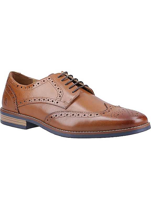 Hush Puppies Men's Brown Mack Leather Tan Brogues Shoes - Size 6 - Image 4
