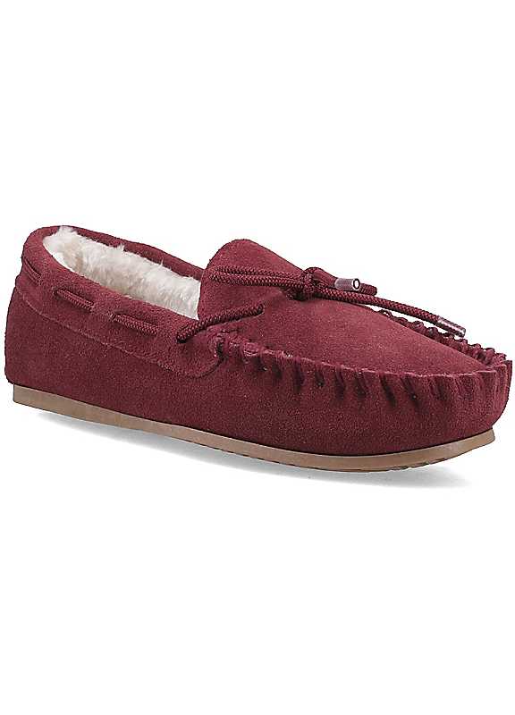 Hush Puppies Allie Women's Suede Slippers with Faux Fur Lining, Red, Size 5 - Image 5
