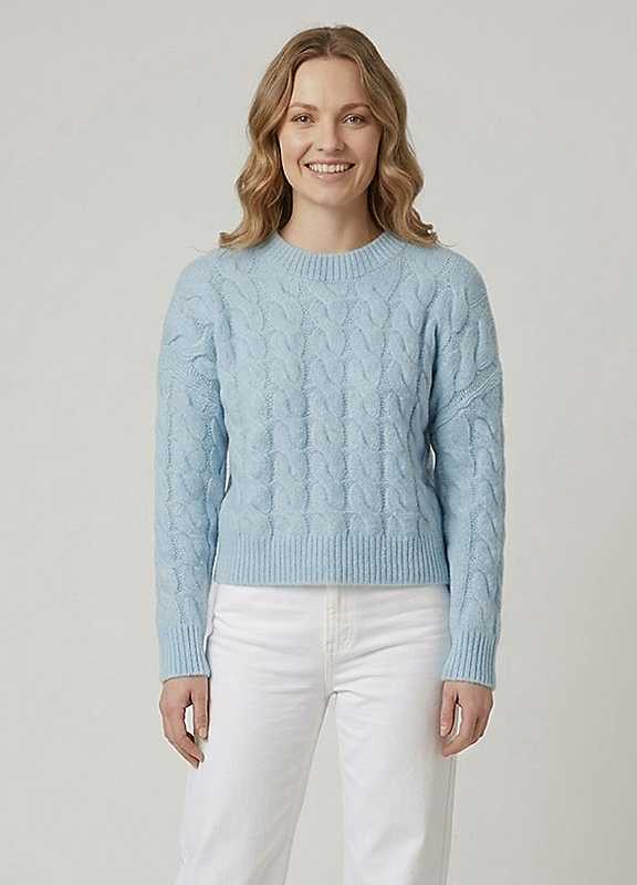 Izabel London Blue Cable Knit Drop Shoulder Relaxed Jumper - M - Image 2
