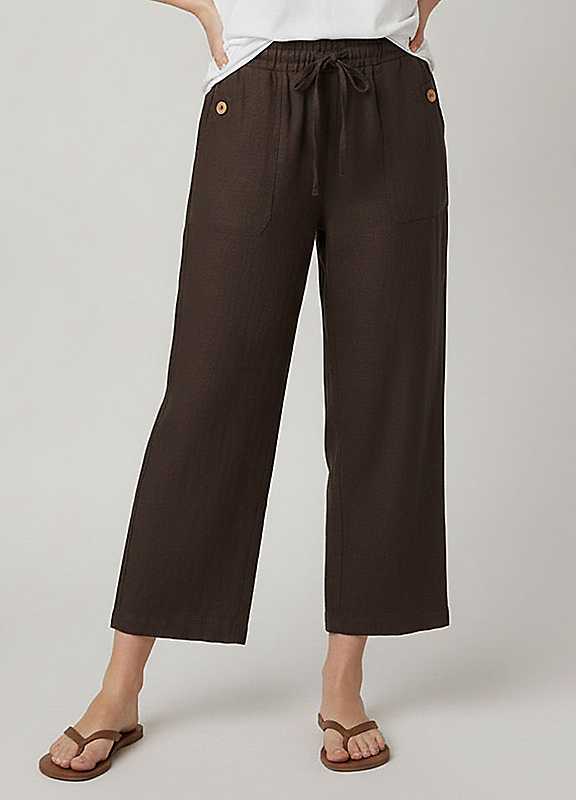 Izabel London Women's Drawstring High Waist Relaxed Trousers in Brown | Size: 16 - Image 2