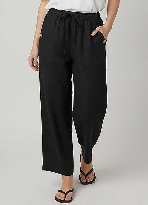 Izabel London Women's Black Drawstring High Waist Relaxed Trousers In | : Size 16 - Image 2