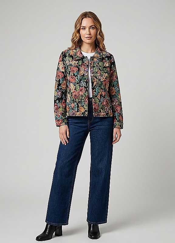 Izabel London Women's Green Floral Tapestry Texture Jacket In | : Size 10 - Image 2