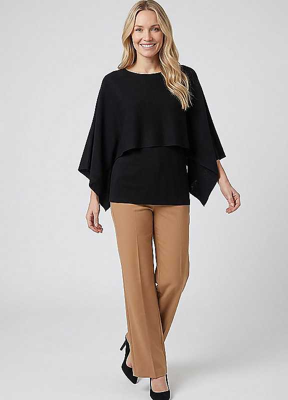 Izabel London Women's Layered Batwing Relaxed Knit Top in Black | Size: 8 - Image 2