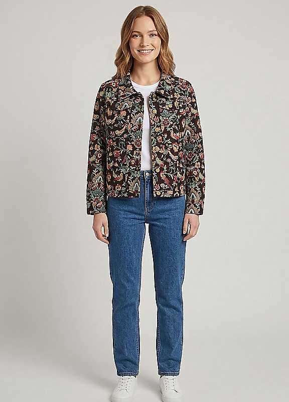 Izabel London Women's Brown Paisley Tapestry Texture Jacket In Size 16 - Image 2