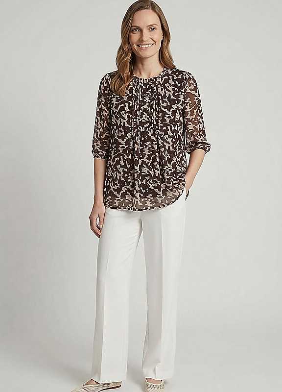Izabel London Brown Printed Semi Sheer 3/4 Sleeve Blouse - 18 - Image 3