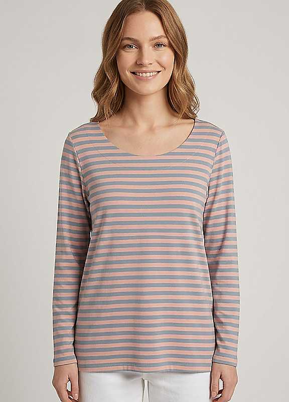 Izabel London Pink Striped Relaxed Long Sleeve Top - One - Image 2