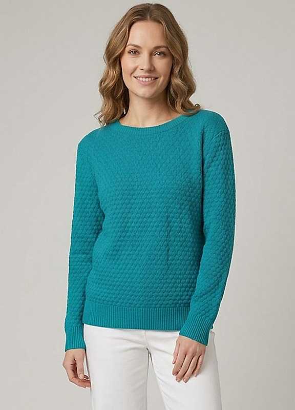 Izabel London Women's Blue Textured Long Sleeve Relaxed Jumper In | Size: Small - Image 4
