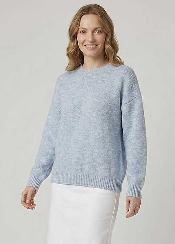 Izabel London Women's Blue Textured Relaxed Drop Shoulder Jumper In | Size: Medium/Large - Image 2