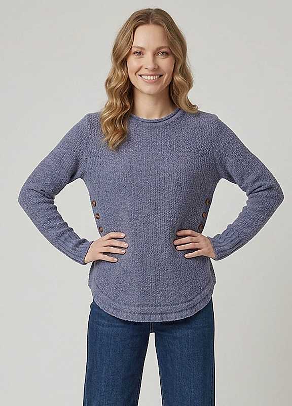 Izabel London Blue Textured Relaxed Long Sleeve Jumper - 14 - Image 2