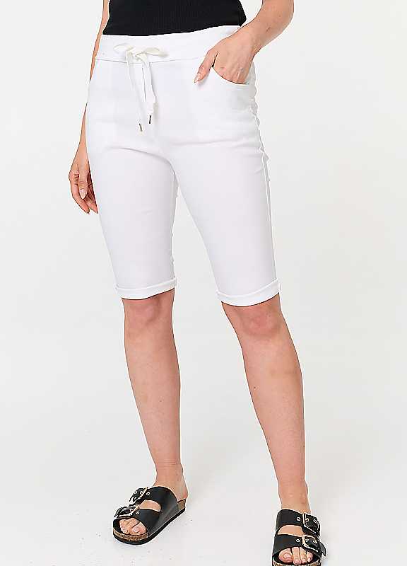 Izabel London Women's White Tie Front Slim Knee Length Shorts In Size 12 - Image 2