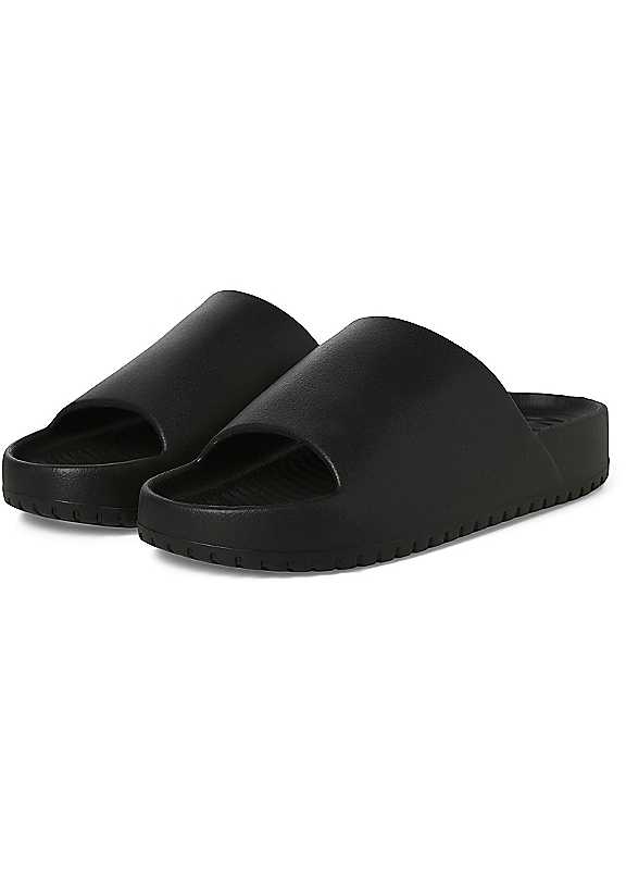 Jack & Jones Black Jack Jones Ripple Moulded Sliders Size 7