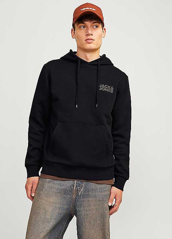 Jack & Jones Black Jack Jones Corp Logo Sweat Hoodie Large