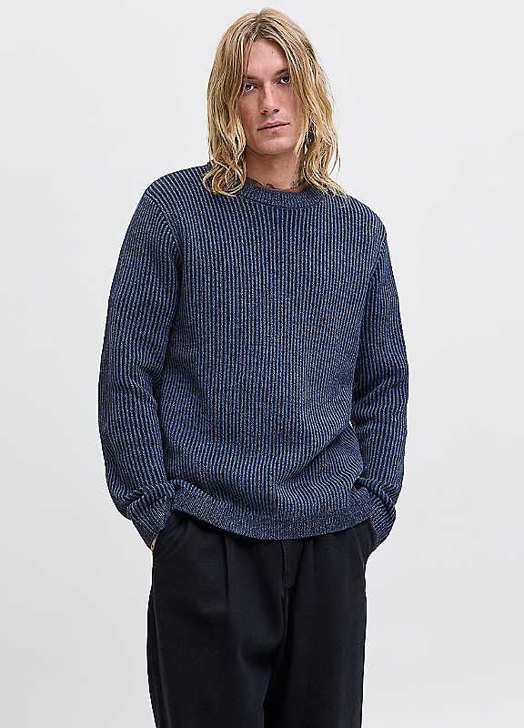 Jack & Jones Men's Blue Long Sleeve Knitted Polo Top - Image 7