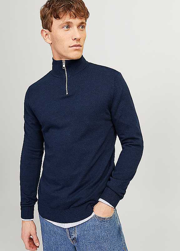 Jack & Jones Navy Blazer Jack Jones Emil Knit Half Zip Jumper Xxl