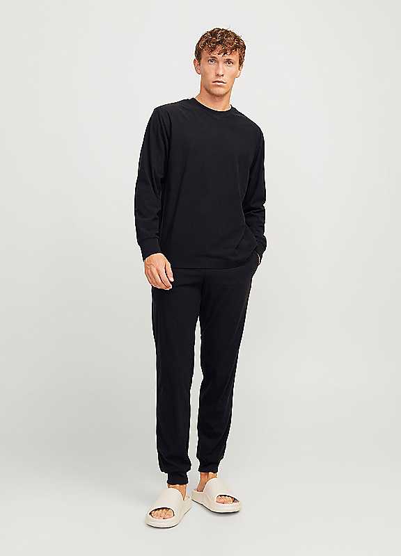 Jack & Jones Black Jack Jones Jersey Solid Lounge Set Large