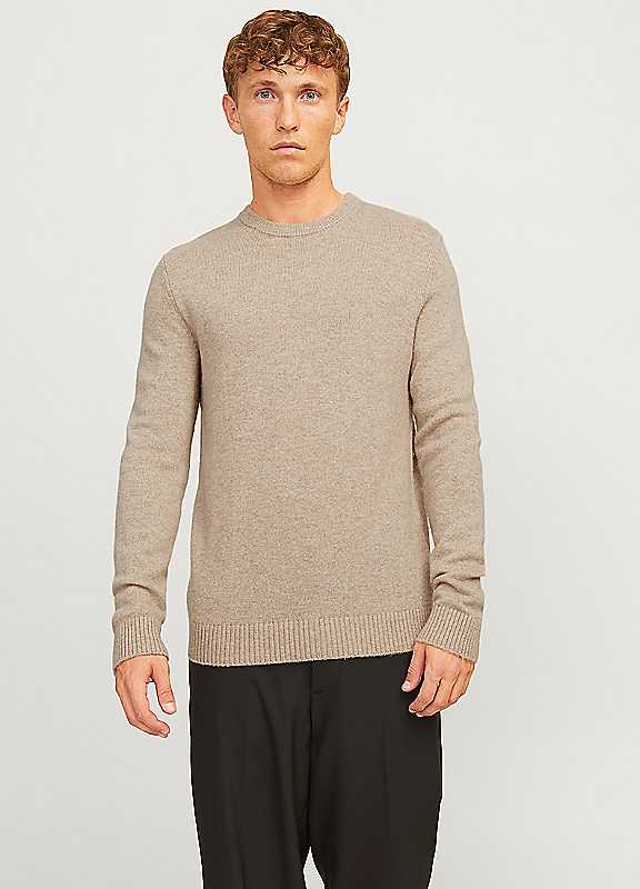 Jack & Jones Oatmeal Jack Jones Lambswool Knit Sweatshirt