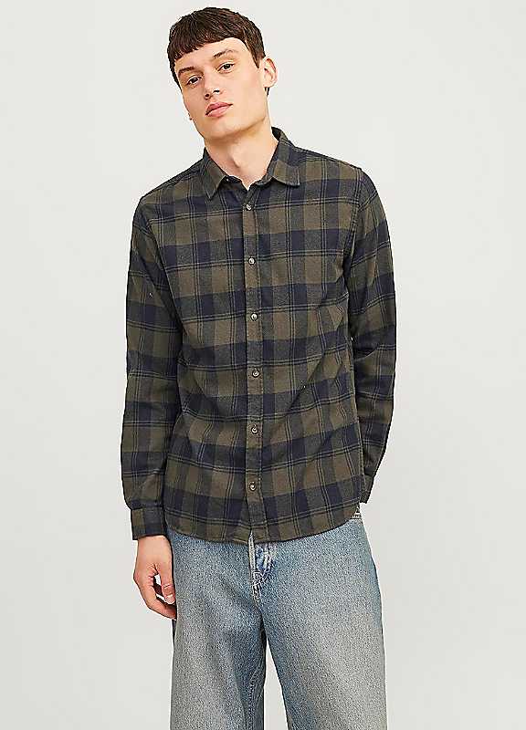 Jack & Jones Green Check Jack Jones Long Sleeve Check Shirt Small