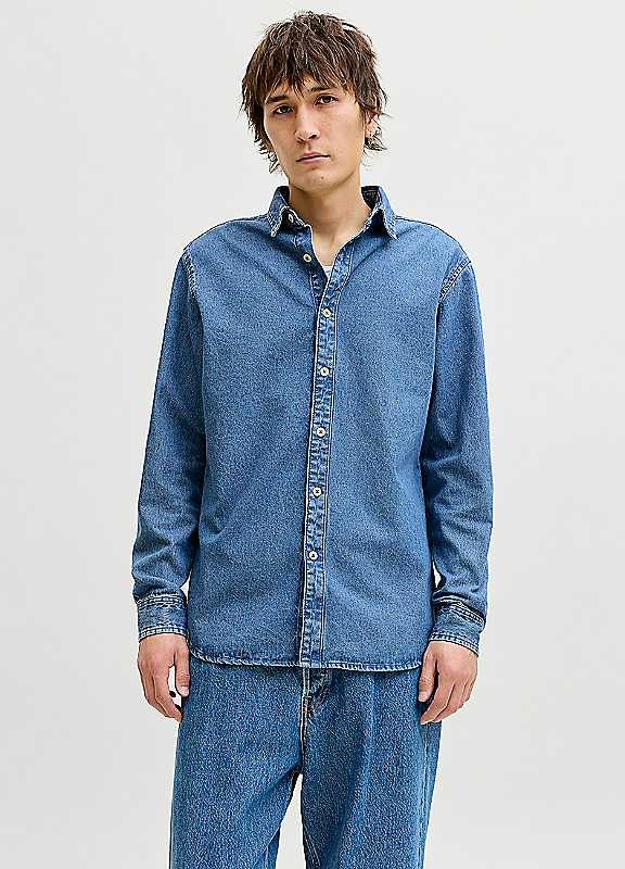 Jack & Jones Blue Denim Jack Jones Long Sleeve Stanley Shirt
