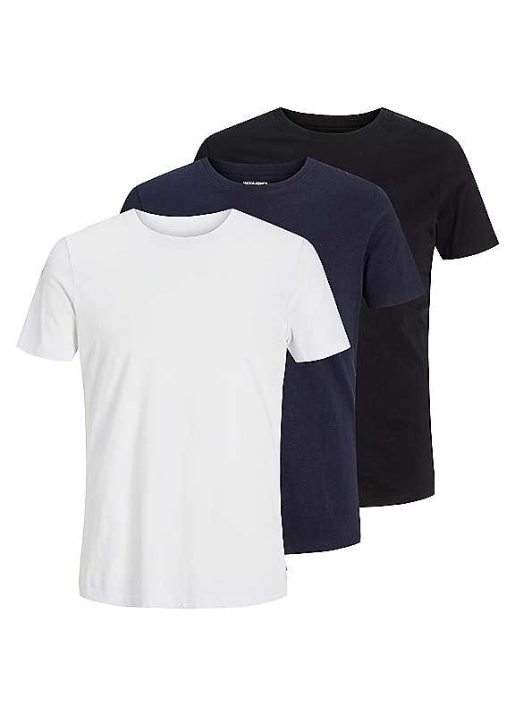 Jack & Jones Multi Jack Jones Pack Of 3 Basic T-Shirts - Image 3