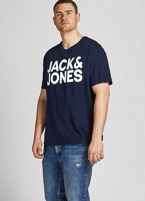 Jack & Jones Navy Jack Jones Plus Logo Print Tshirt Xxl