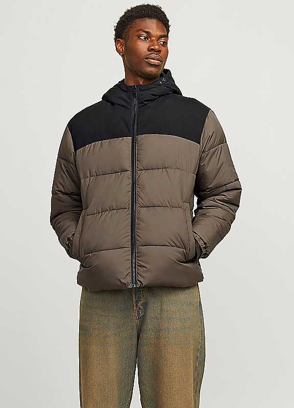 Jack & Jones Men's Dark Brown Jack Jones Quilted Puffer Jacket Medium