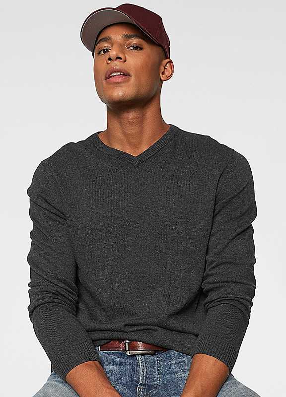 Jack & Jones Dark Grey Jack Jones Jje Basic Knitted V-Neck Jumper - Image 3