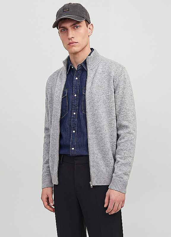 Jack And Jones Men's Soho Ollie 1/4 Zip Funnel-Neck Knitted Top - Lt Grey Melange - XL - Image 3