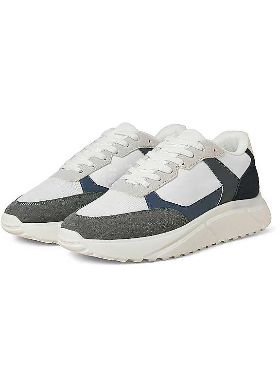 Jack & Jones Men's White Castlerock/Navy Aspire Runner Trainers Colour: : Size 12 - Image 4