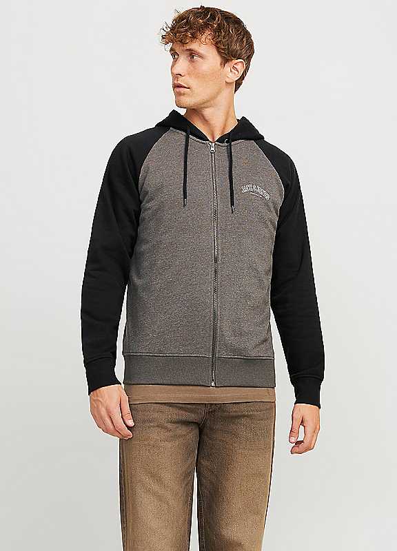 Jack & Jones Black Jack Jones Zip Through Hoodie Extra Small