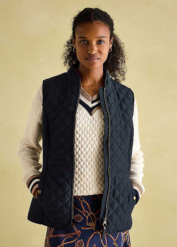 Joules Navy Minx Showerproof Diamond Quilted Gilet