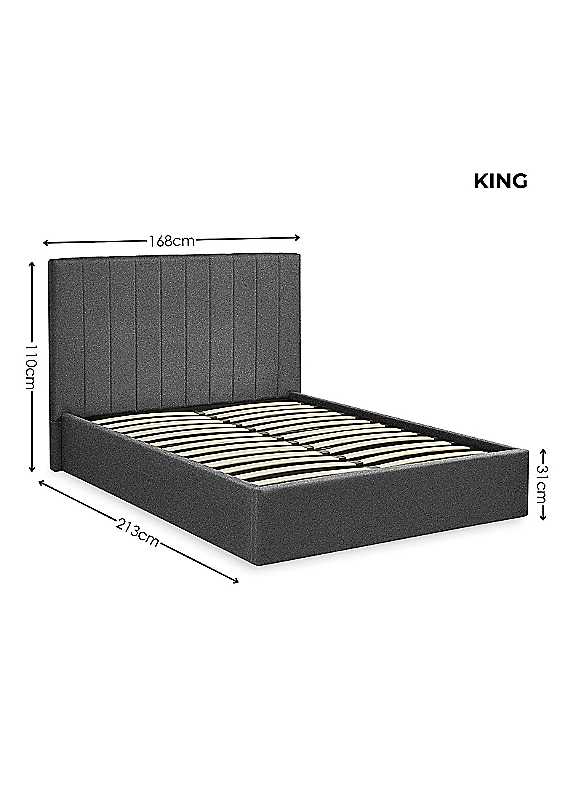 Julian Bowen Unisex Dark Grey Aylen Upholstered Ottoman Storage Bed Frame - Image 2