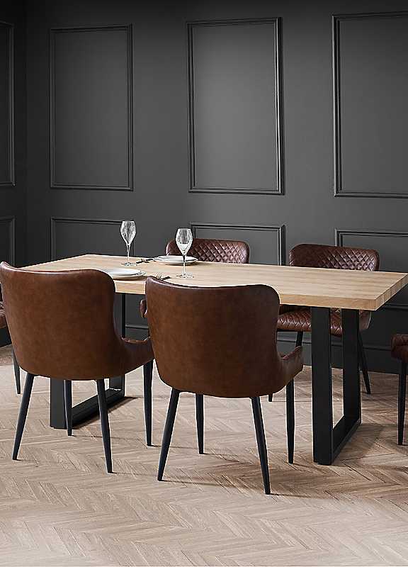 Julian Bowen Brown Berwick Dining Table Luxe Dining Chairs Size 6