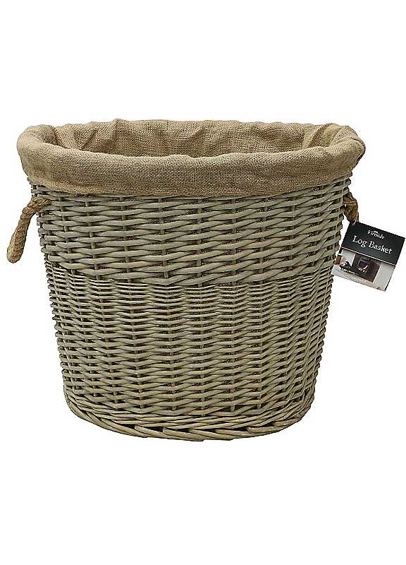 JVL Homewares - Willow Log Basket - Antique Wash - Rope Handles - 46 x 57 x 47cm - Image 8