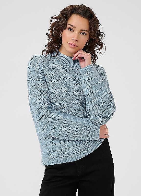 Kaffe Women's KAdolly Long Sleeve Roll Neck Jumper in Baby Blue | Size: Medium - Image 6
