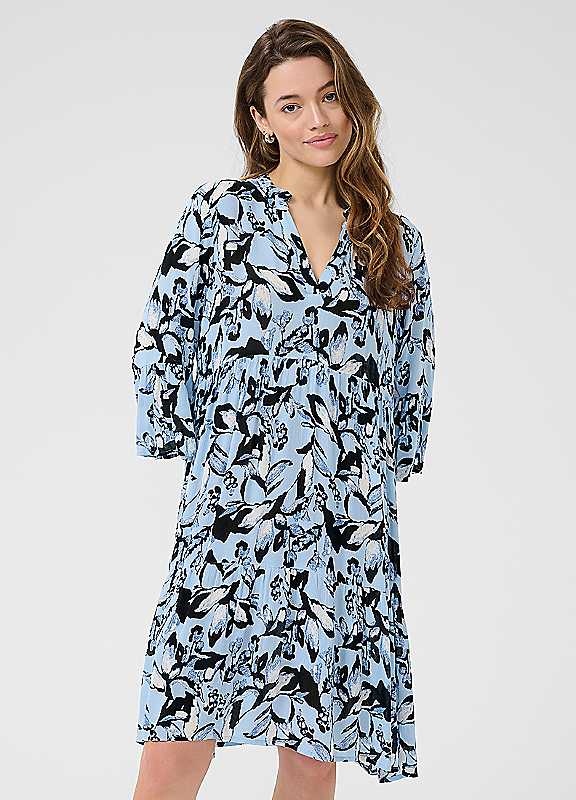 Kaffe Women's Baby Blue Kahera V-Neck Knee-Length Printed Dress In | : Size 10 - Image 3
