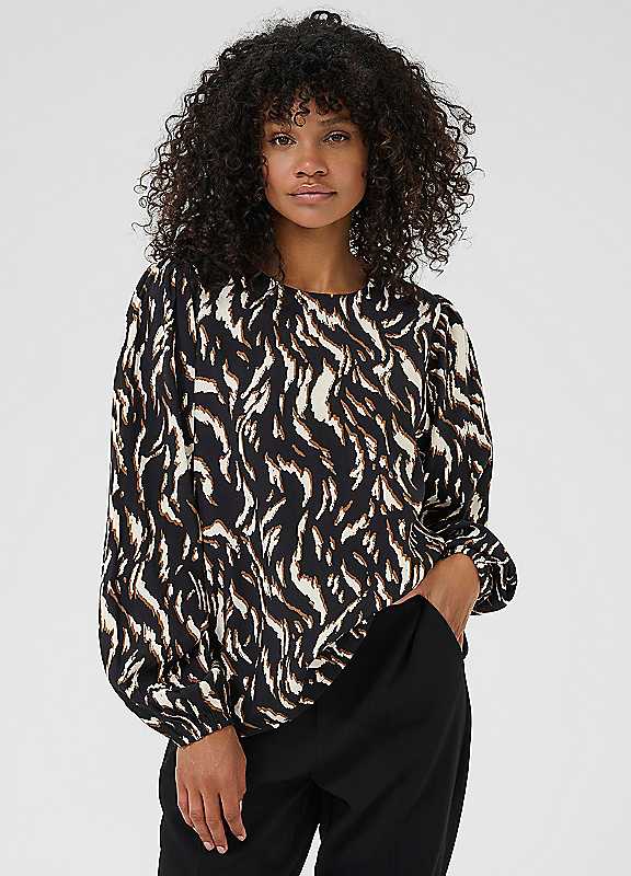 Kaffe Women's Black Kamille Long Sleeve Round Neck Blouse In Size 8 - Image 3