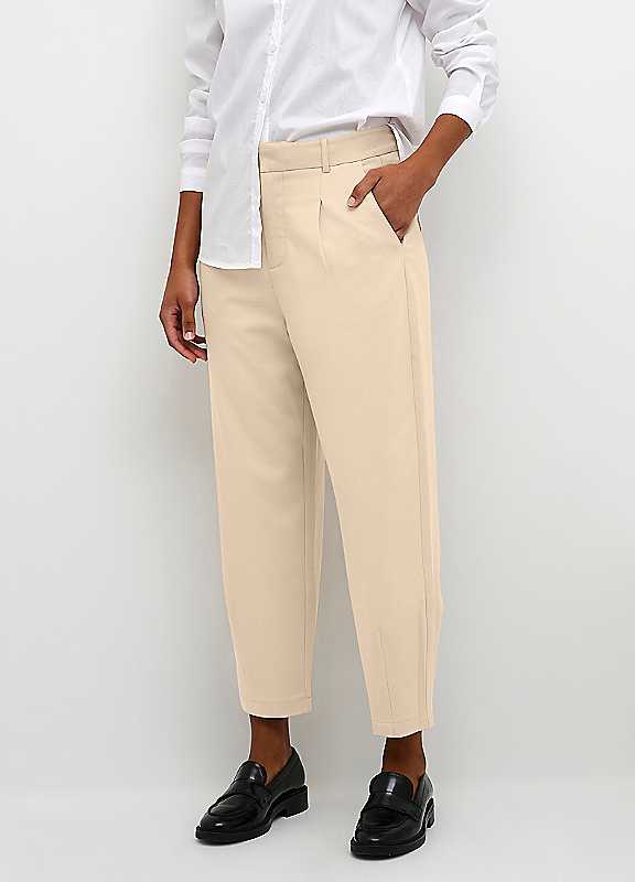 Kaffe Women's Merle Cropped Suit Trousers in Light Beige | Size: 10 - Image 5