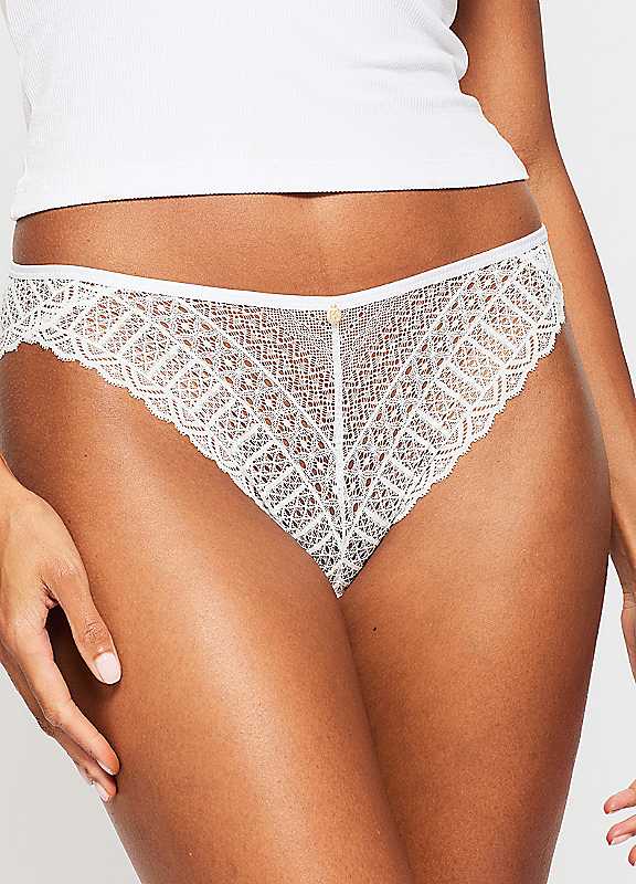Kbx White Pack Of 3 Lace High Leg Briefs