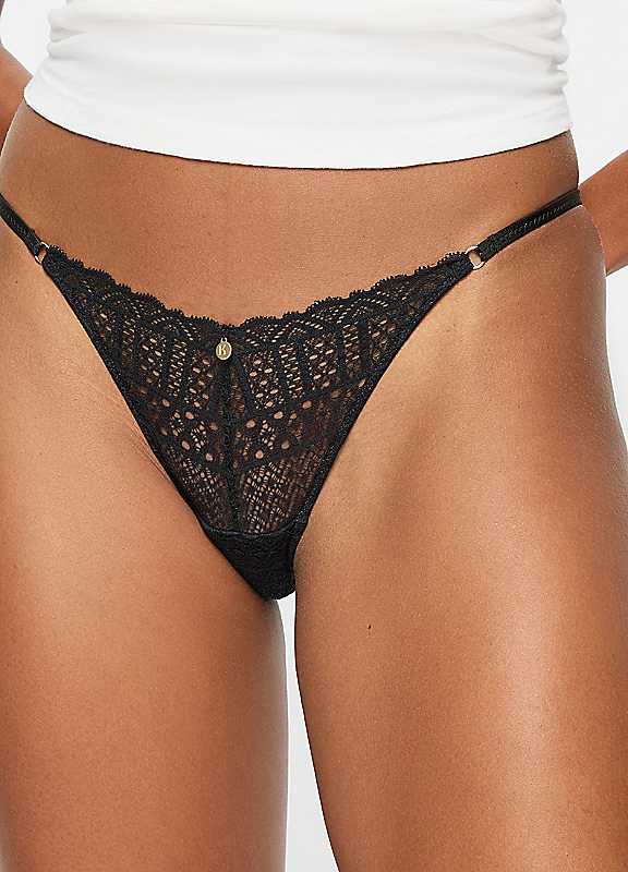 Kbx Black Pack Of 3 Lace Thongs